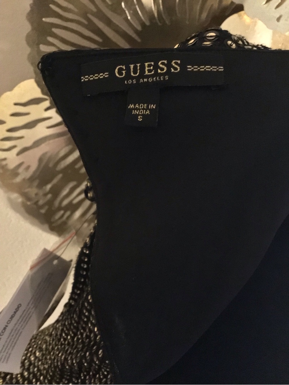 NWT GUESS Black Gold Sequined Women’s Backless Dress, size S - Picture 7 of 7